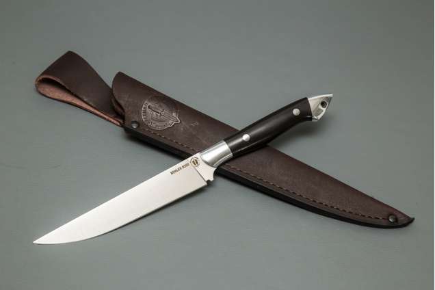 Нож "Шеф-повар-2" (Bohler М390, дюраль, граб, цельнометаллический)