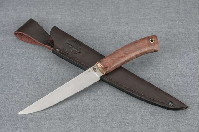 Нож "Шеф-повар-2", сталь S390, рукоять стабилизированная карельская береза