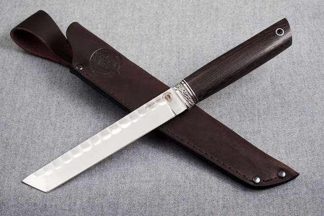 Нож Танто, клинок из стали Bohler M398,  обработка клинка под камень, рукоять венге