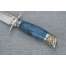 Нож Авторская Финка НКВД, сталь М390, мельхиор, стабилизированная карельская береза синяя, деревянные ножны