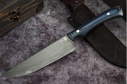 Нож Шеф-повар-5, клинок из стали тигельный булат, цельнометаллический, накладки G10