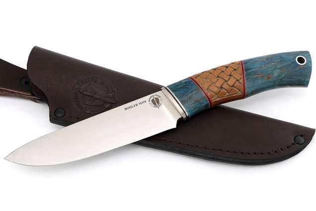  Нож "Арсенал" (М390, титан, стабилизированная карельская береза, текстолит, резной)