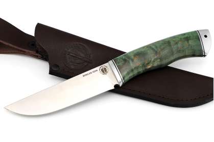 Нож "Лиса-2", сталь BOHLER M390, рукоять дюраль, стабилизированная карельская береза