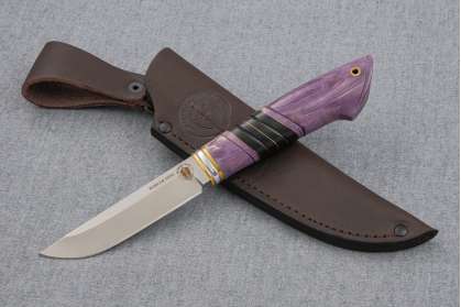 Нож "Грибник-3", сталь М390, рукоять стабилизированная карельская береза, граб, резьба