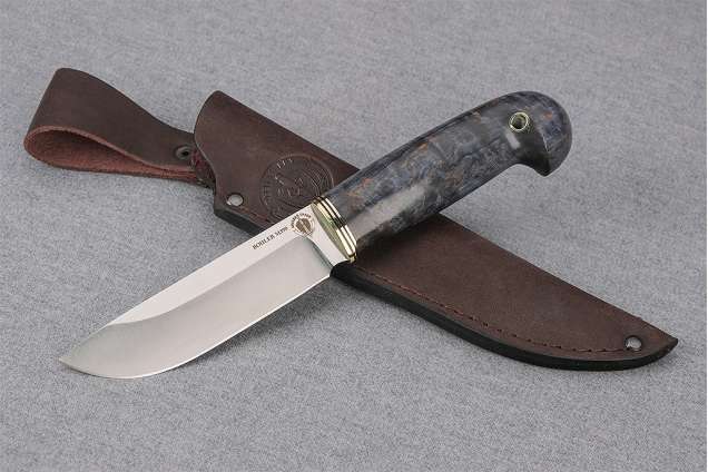Нож "Лиса", сталь М390, рукоять стабилизированная карельская береза