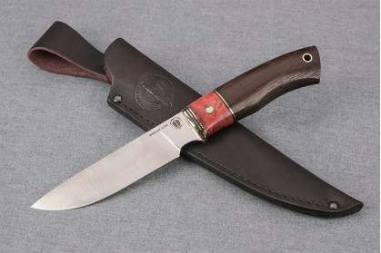 Нож "Рысь", сталь М390, рукоять венге, стабилизированная карельская береза, мозаичный пин