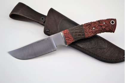 Нож "Бизон" (BOHLER M390 MICROCLEAN, титан, кровавое дерево, венге, резная рукоять)