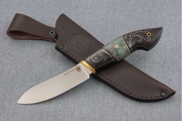 Нож "Лань" (М390, стабилизированная карельская береза, граб, инкрустация серебром, мозаичный пин)