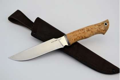 Нож Охотник, сталь BOHLER M390 MICROCLEAN, титан, карельская береза