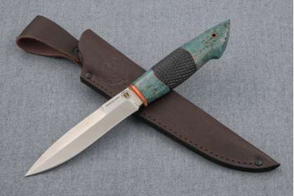 Нож "Перо" (М390, стабилизированная карельская береза, граб, резьба)
