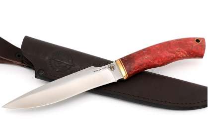 Нож Охотник, сталь М390, стабилизированная карельская береза