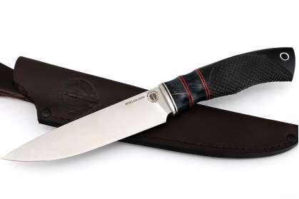 Нож "Рысь-2", сталь М390, рукоять стабилизированная карельская береза , граб, резной