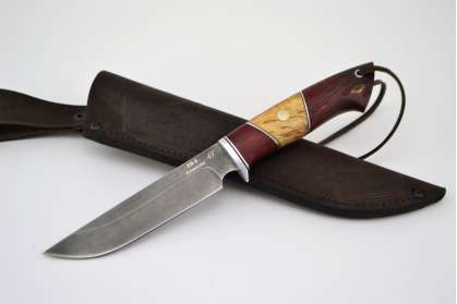 Нож "Варан" (Алмазная сталь ХВ-5, стабилизированная карельская береза, карельская береза, художественный пин)