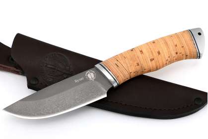 Нож Бобр-2, сталь булат, дюраль, рукоять береста