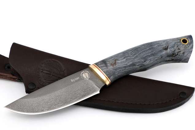 Нож Бобр-2, сталь булат, рукоять стабилизированная карельская  береза
