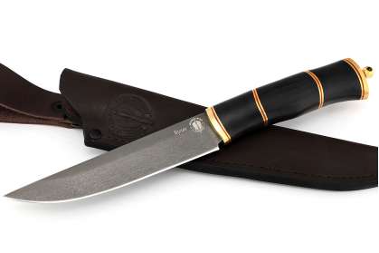 Нож Финский-2, сталь булат, рукоять мореный граб, косые вставки