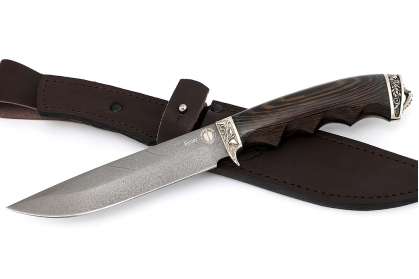 Нож "Коршун" (Булат, художественное литье мельхиор, венге,  рукоять под пальцы)