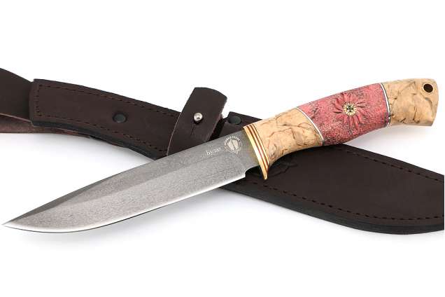 Нож "Коршун" (Булат, карельская береза, стабилизированная карельская береза, пин)