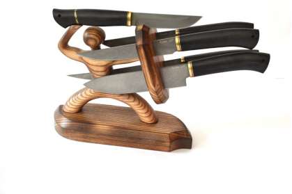 Набор ножей для кухни "Хранитель" (Подарок - Тяпка №5  сталь Х12МФ) 