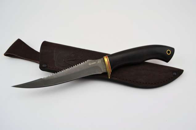 Нож Рыбак-2, сталь булат, рукоять черный граб