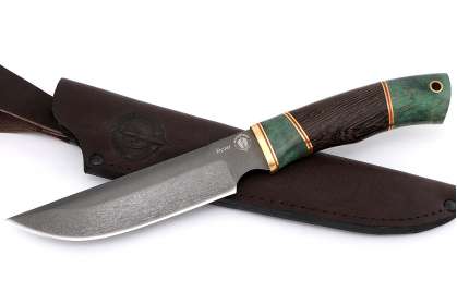 Нож Походный, сталь булат, рукоять стабилизированная карельская береза, венге
