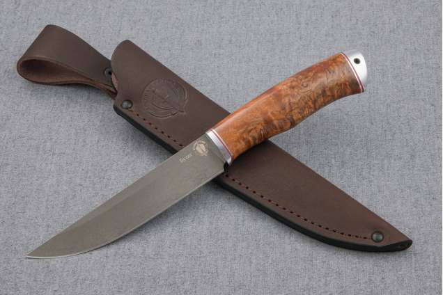 Нож Финский-2, сталь булат, рукоять  стабилизированная карельская береза, дюраль