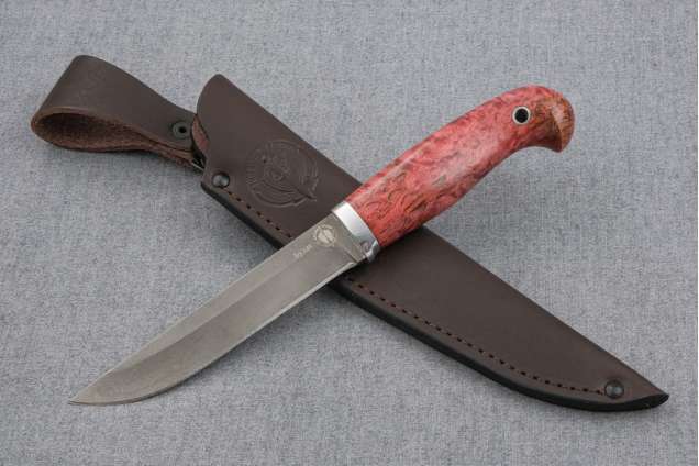 Нож Ласка, сталь булат, рукоять стабилизированная карельская береза