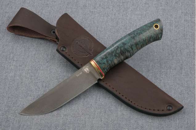 Нож Лиса-2, сталь булат, рукоять стабилизированная карельская береза