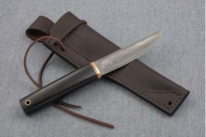 Нож Якутский-3, сталь булат, рукоять граб, латунь