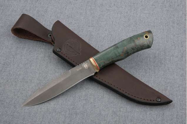 Нож Перо, сталь булат, рукоять стабилизированная карельская береза