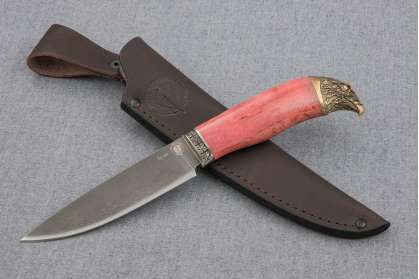 Нож "Рысь-2" (Булат, стабилизированная карельская береза. художественное литье мельхиор)