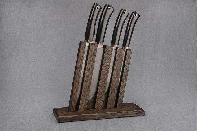 Набор ножей для кухни №3, булатная сталь, граб + подставка под ножи в подарок