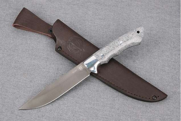 Нож Коршун сталь булат, цельнометаллический, рукоять кориан, искусственный камень