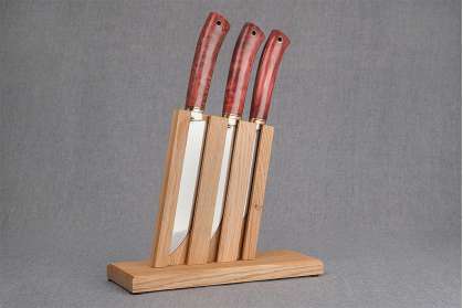 Набор ножей для кухни №6, сталь Elmax, рукоять стабилизированная карельская береза + подставка под ножи в подарок