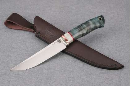 Нож "Финский-2", сталь Elmax, рукоять стабилизированная карельская береза, искусственный камень
