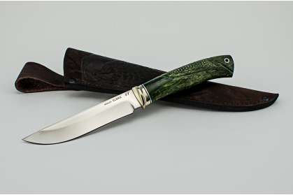 Нож "Финский", сталь ELMAX, рукоять литье мельхиор, стабилизированная карельская береза