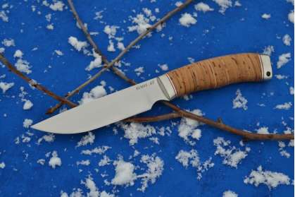 Нож "Рысь" (ELMAX, литье мельхиор, береста)