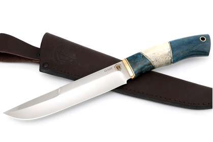 Нож "Турист", сталь ELMAX, рукоять стабилизированная карельская  береза, рог лося
