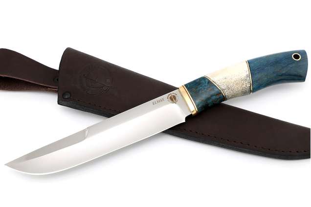 Нож "Турист" (ELMAX, стабилизированная карельская  береза, рог лося)