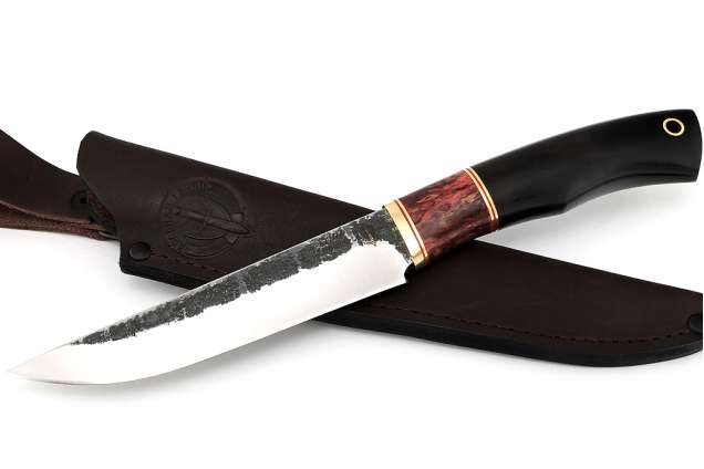 Нож "Финский-2" (Х12МФ, стабилизированная карельская береза, мореный граб)