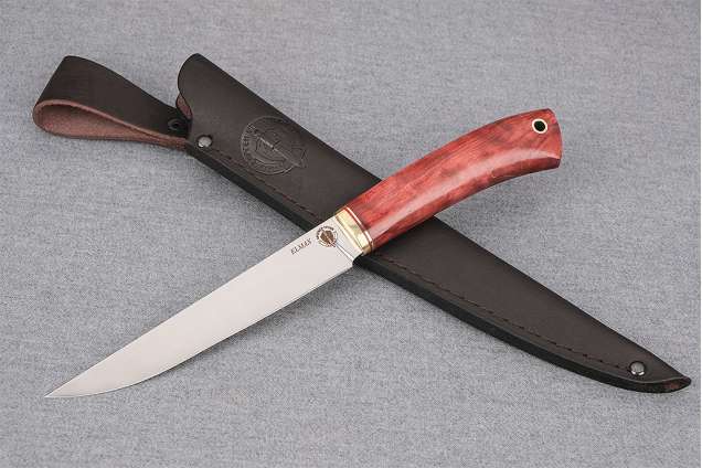 Нож "Шеф-повар-2", сталь Elmax, рукоять стабилизированная карельская береза