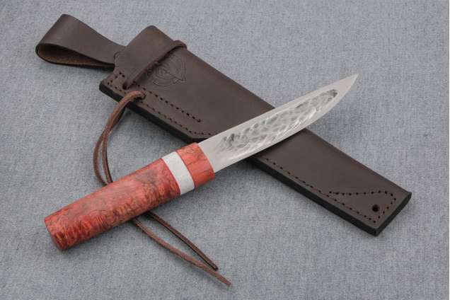 Нож "Якутский-2" (Х12МФ, стабилизированная карельская береза, вставка искусственный камень)