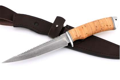 Нож "Рыбак-3" (Алмазная сталь ХВ-5, дюраль, береста)