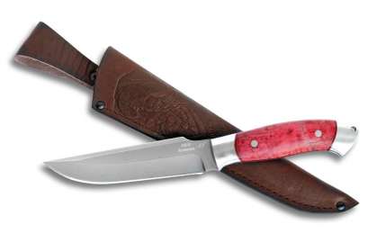 Нож "Охотник" (Алмазная сталь ХВ-5, дюраль, стабилизированная карельская береза, цельнометаллический)