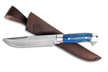 Нож "Турист" (Алмазная сталь ХВ-5, дюраль, стабилизированная карельская береза, цельнометаллический)