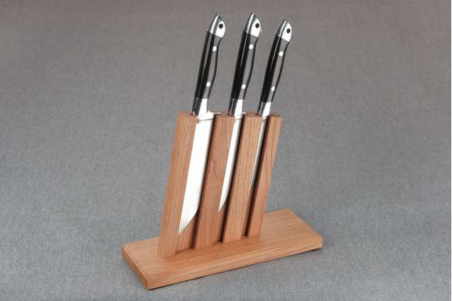 Набор ножей для кухни №9, сталь Bohler К340, рукоять граб, цельнометаллические + подставка под ножи в подарок
