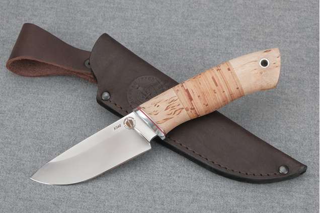 Нож "Бобр-2", сталь Bohler К340, рукоять карельская береза, береста