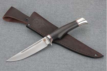 Нож "Финка" (Bohler К340, стабилизированный граб, литье мельхиор)