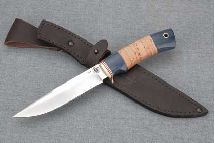 Нож "Коршун" (Bohler К340, стабилизированная карельская береза, береста)