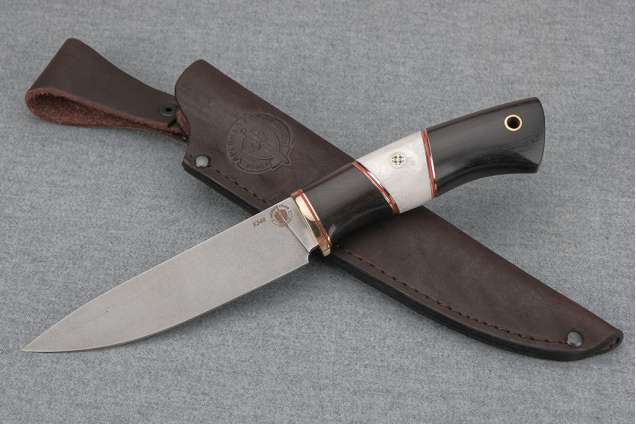 Нож Рысь-2, сталь Bohler К340, мореный граб, рог лося, мозаичный пин